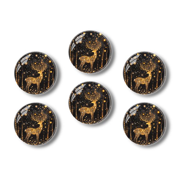 Glass Refrigerator Magnet 6Pcs Magnetic Fridge Sticker,Decor for Kitchen,Whiteboard,Cabinet,Enchanted Deer In Galaxy Of Dots
