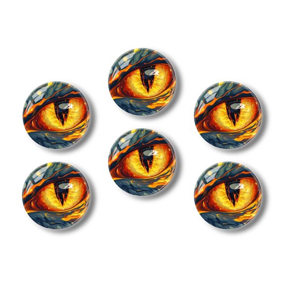 Glass Refrigerator Magnet 6Pcs Magnetic Fridge Sticker,Decor for Kitchen,Whiteboard,Cabinet,Eye With Flames