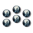 thumbnail image 1 of Glass Refrigerator Magnet 6Pcs Magnetic Fridge Sticker,Decor for Kitchen,Whiteboard,Cabinet,Howling Wolf Under Full Moon Art, 1 of 5