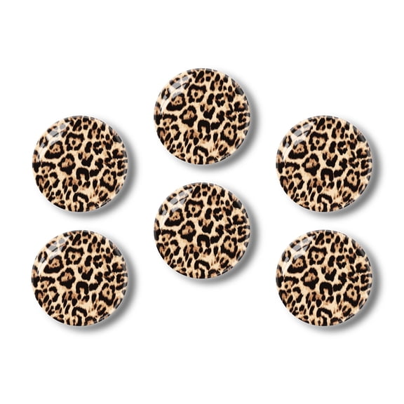 Glass Refrigerator Magnet 6Pcs Magnetic Fridge Sticker,Decor for Kitchen,Whiteboard,Cabinet,Leopard Print Fabric With Black Background
