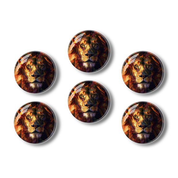 Glass Refrigerator Magnet 6Pcs Magnetic Fridge Sticker,Decor for Kitchen,Whiteboard,Cabinet,Lion With Geometric Light And Shadow