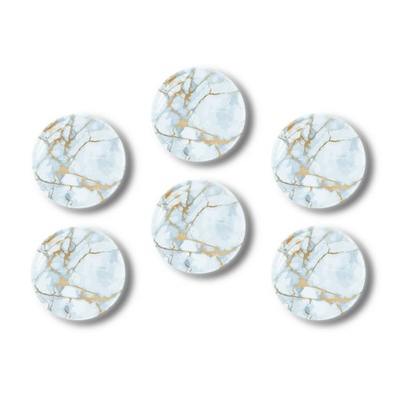 Glass Refrigerator Magnet 6Pcs Magnetic Fridge Sticker,Decor for Kitchen,Whiteboard,Cabinet,Marble Surface With Gold Leaf