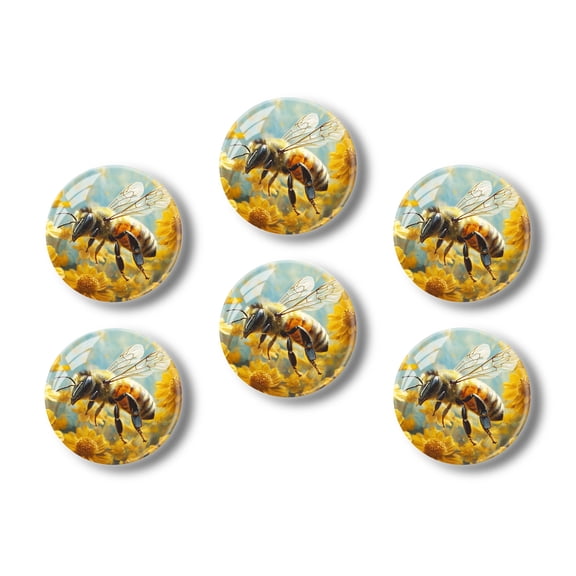 Glass Refrigerator Magnet 6Pcs Magnetic Fridge Sticker,Decor for Kitchen,Whiteboard,Cabinet,Open Honey Bee