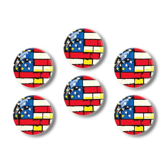 Glass Refrigerator Magnet 6Pcs Magnetic Fridge Sticker,Decor for Kitchen,Whiteboard,Cabinet,Proud Patriotic Usa American Flag Design