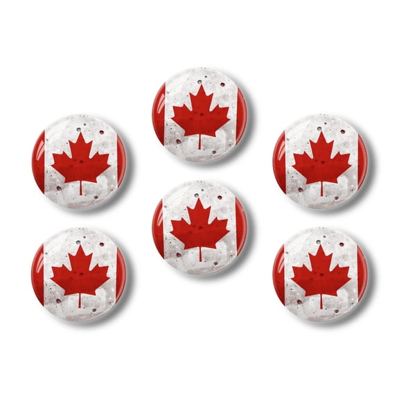 Glass Refrigerator Magnet 6Pcs Magnetic Fridge Sticker,Decor for Kitchen,Whiteboard,Cabinet,Red And White Maple Leaf On The Flag Of Canada