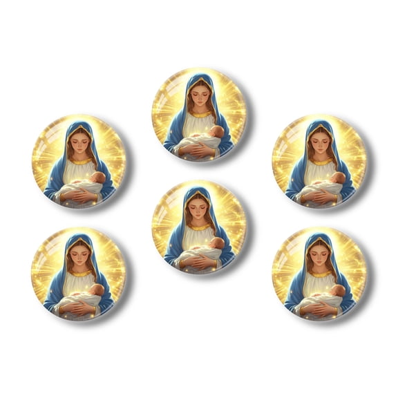 Glass Refrigerator Magnet 6Pcs Magnetic Fridge Sticker,Decor for Kitchen,Whiteboard,Cabinet,Room Of The Holy Flashing Light