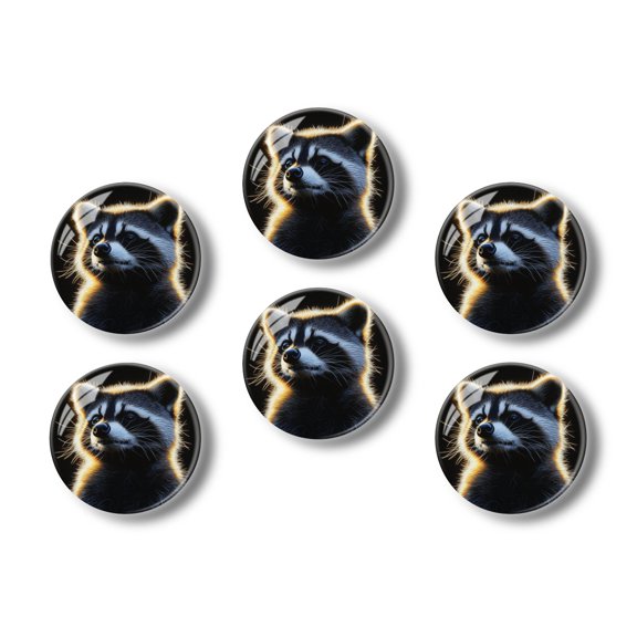 Glass Refrigerator Magnet 6Pcs Magnetic Fridge Sticker,Decor for Kitchen,Whiteboard,Cabinet,Serene Style Of Peace Raccoon