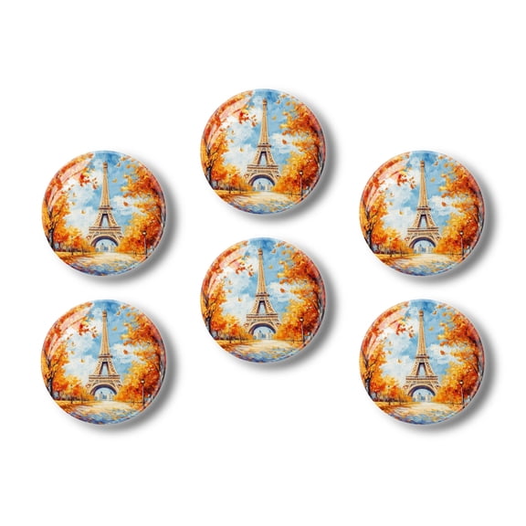Glass Refrigerator Magnet 6Pcs Magnetic Fridge Sticker,Decor for Kitchen,Whiteboard,Cabinet,Soft Brush Stroke And Vivid Color Landscape Illustration