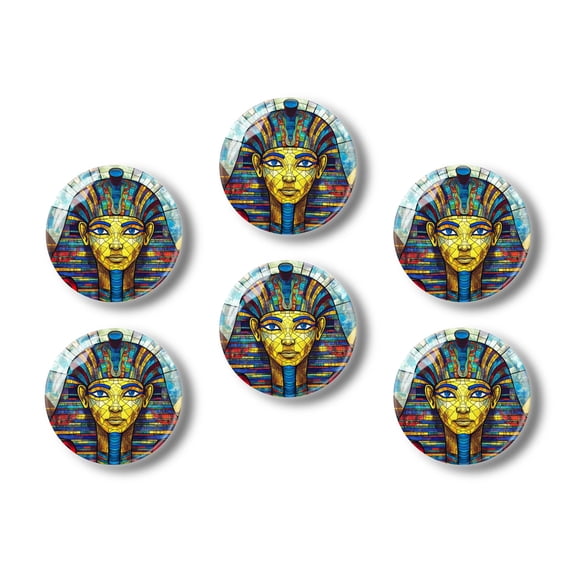 Glass Refrigerator Magnet 6Pcs Magnetic Fridge Sticker,Decor for Kitchen,Whiteboard,Cabinet,Stained Glass Of Pharaoh