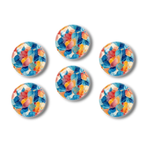 Glass Refrigerator Magnet 6Pcs Magnetic Fridge Sticker,Decor for Kitchen,Whiteboard,Cabinet,Stylish Multicolor Marble Pattern