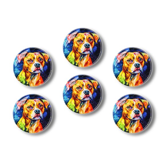 Glass Refrigerator Magnet 6Pcs Magnetic Fridge Sticker,Decor for Kitchen,Whiteboard,Cabinet,Tough Pit Bull Pattern