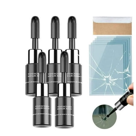 Glass Repair Kit, Cracks Gone Glass Repair Kit for Windshields, Windshield Crack Repair Kit Car Window Glass Liquid Repair Set, Broken Window Glass Repair Liquid (5PCS)