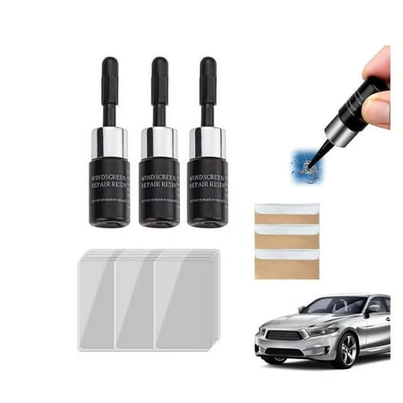 Glass Repair Kit, Cracks Gone Glass Repair Kit for Windshields, Windshield Crack Repair Kit Car Window Glass Liquid Repair Set, Broken Window Glass Repair Liquid (3Pcs)