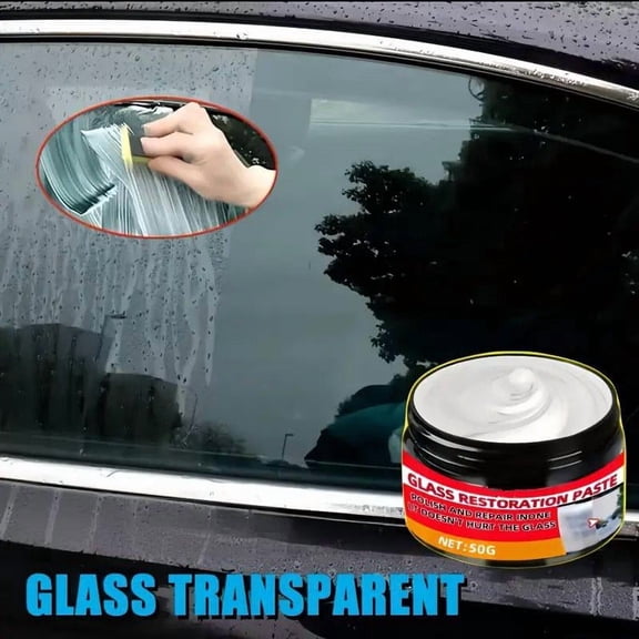 Glass Repair Paste, Glass Polish, Water Spot Remover for Glass, Windshield Chip Repair Kit, Auto Glass Cleaner, 2 in X 2 in 1Pc Repair Paste 1Pc Sponge Set, Gently Polishes and