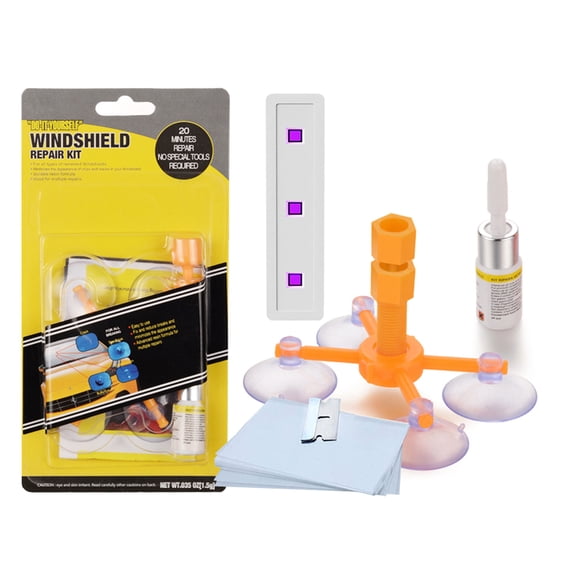 Glass Repair Set with Suction Cup Curing Light to Repair Scratches Cracks Quick Fixing Windshield Chip Repair