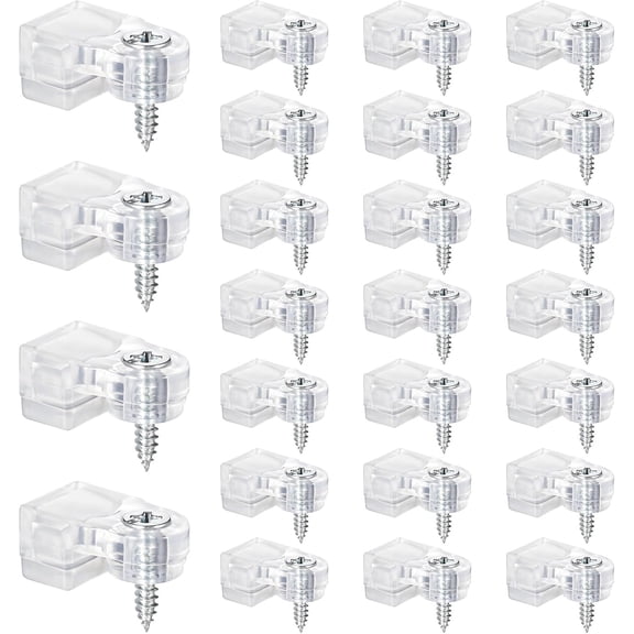 Glass Retainer Clips with Screws, Cabinet Glass Retainer Clips Storm Door Mirror Holder Clip Transparent Plastic Glasses Panel Clip for Windows Door Mirror