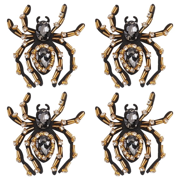 Glass Rhinestone Beaded Sew on Heart Patches Embroidery Eye Appliques Badges Spider 70~75x60~68x8~8.5mm