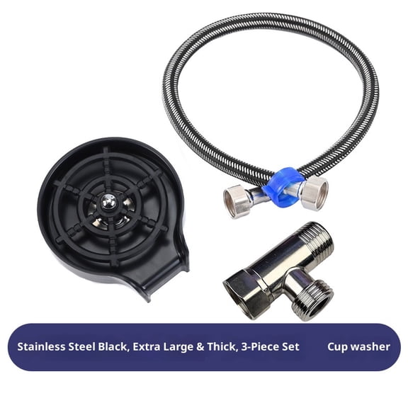 Glass Rinser for Kitchen Sink, High Pressure 360 Degree Rotating Spout Glass Rinser Glass Cup Cleaner Sink Attachment Washer Baby Bottle, Glass Cup, Wine Glass (Black)