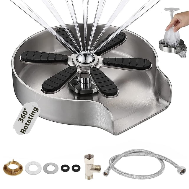 Washer Rinser Glass Rinser for Kitchen Sink, High-Pressure Bottle Washer Stainless ...