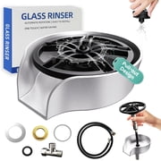 Glass Rinser for Kitchen Sink with Pull Out Spray Head, Stainless Steel Cup Washer Sink Attachment, 360  Rotating Automatic Bottle Cleaner, Automatic Cup Cleaner Counter Top Bottle Washer