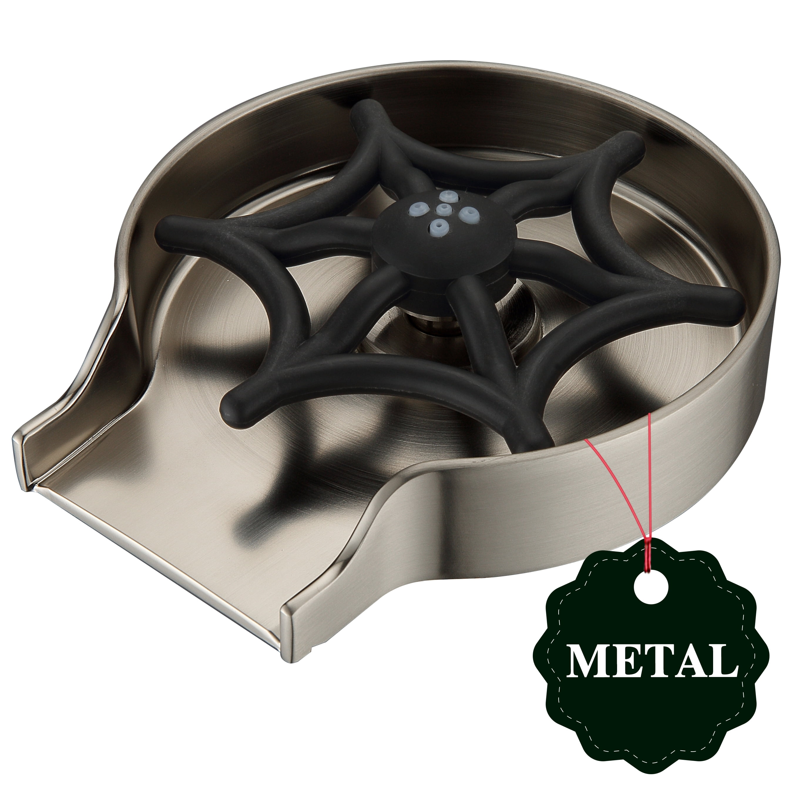 Glass Rinser for Kitchen Sink - Metal Brushed Nickel Cup Washer, Faucet Cup Rinser Cleaner Kitchen Sink Bottle Washer for Bar