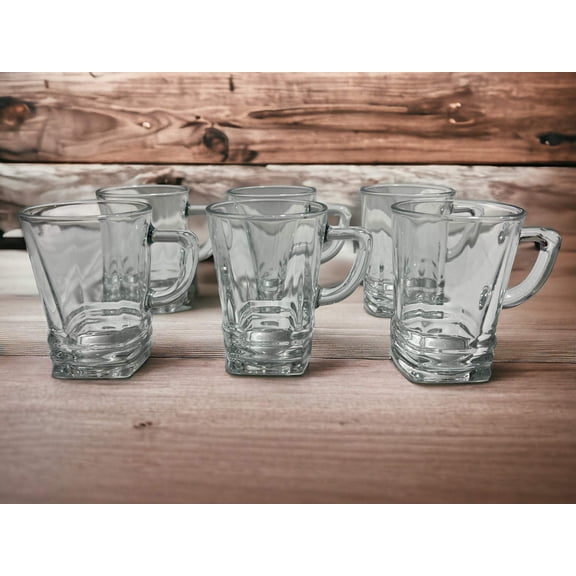 Glass Ripple Mugs, Set of 6