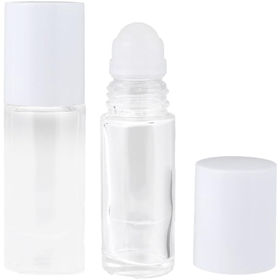 Glass Roller Ball Bottles with Plastic Cap Column White 3.2x10.7cm Capacity: 30ml(1.01fl. oz)