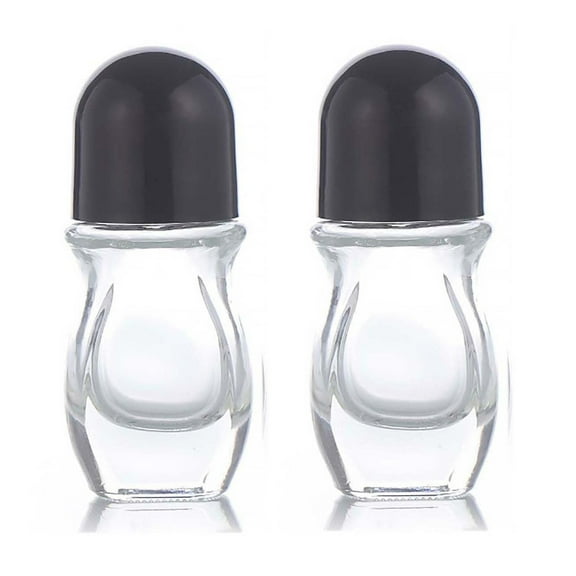 Glass Roller Bottles, Empty Roller Bottles, Leak Proof Massage and Deodorant Roll Bottles, Large Transparent Durable Glass Containers for Aromatherapy and Essential Oils, 2PCS