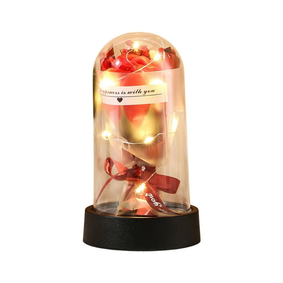 Glass Rose Artificial Flowers, Valentines Day Rose Eternal Rose Gift, Eternal Rose in Glass Dome Gifts for Birthday Mothers Day Christmas, by UKHBMC