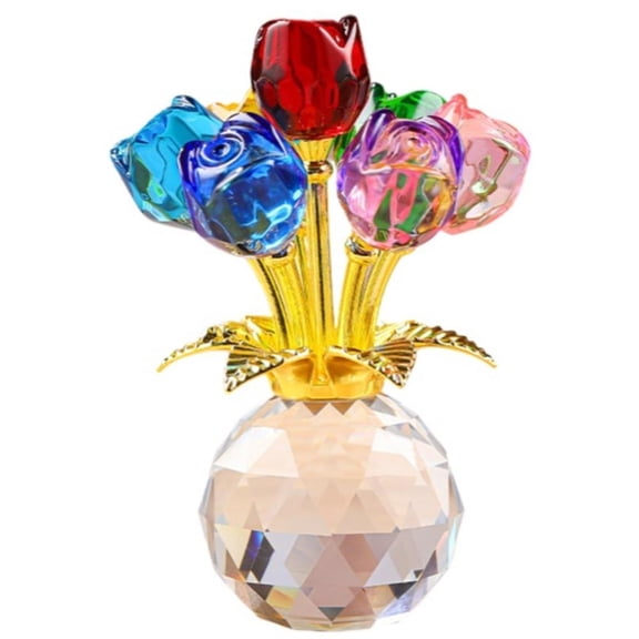 Glass Rose, Crystal Clear Rose Bouquet, Artificial Flower in Clear Resin, Tabletop Decoration, Home Decor Centerpiece for Valentine's Day and Anniversary Gift