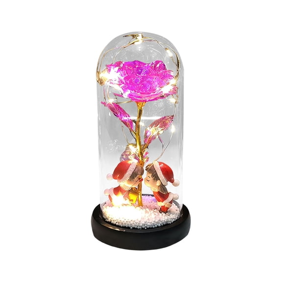Glass Rose in Glass Dome, Light Up Flower, Eternal Roses Valentines Day Gifts for Her, Mothers Day Roses Gift for Mom, Womens Gifts for Christmas Galaxy Rose, Birthday Gift
