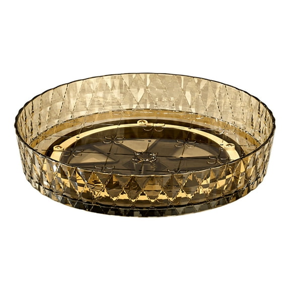 Glass Rotating Vanity Tray, 8” Round Decorative Mirror Trays Crystal Glass Serving Tray, Makeup Jewelry and Perfume Organizer for Bedroom Bathroom