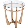 Saltoro Sherpi Modern Glass Round End Table with X-Shape Metal Base for ...