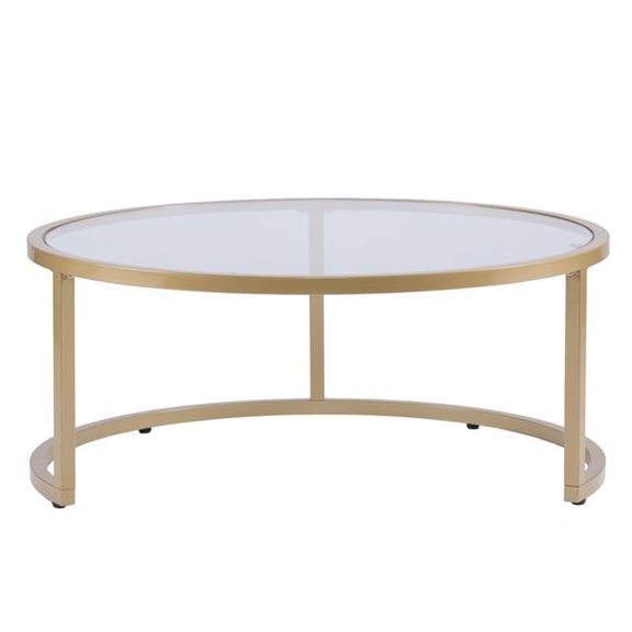 Glass Round Nested Coffee Tables, Gold - Set of 2