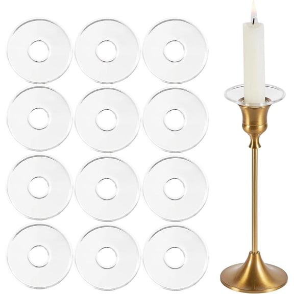 Glass Round Taper Candle Drip Protector, 12 Pcs Bobeches Wax Catcher