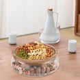 thumbnail image 1 of Glass Salad Bowl with Wooden Lid Candy Nuts Serving Container Storage Platter Snack Tray, 1 of 12