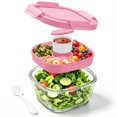 Glass Salad Container,56oz Salad Bowl To Go for Lunch with Airtight Lid ...
