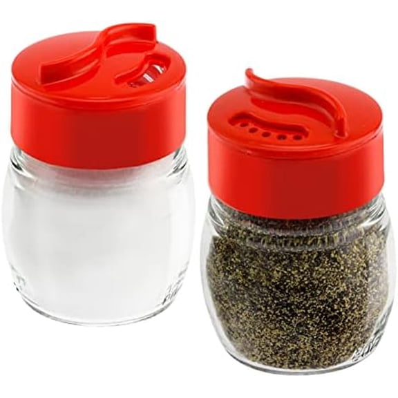Glass Salt And Pepper Shaker Set, Spice Storage For Table Serving And Cooking With Dual Perforated Shaking Top - 3 Oz Spice Seasoning Shaker - 2 Pack$$Home Decor, Kitchen, & Other