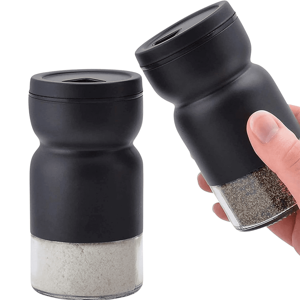 Glass Salt and Pepper Shakers Set with Adjustable Pour Holes Stainless