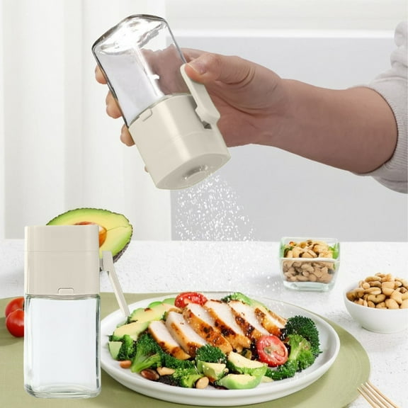 Glass Salt Shaker with Push Control Dispenser | Adjustable Portion Kitchen Seasoning Jar | Sealed Wet Proof Design | 5.5x5x12.5cm