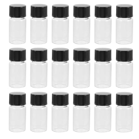 Glass Sample Vials Bottlesvial Clear Oil Essential Small Science Vial Caps Lid Storage Flat Thread
