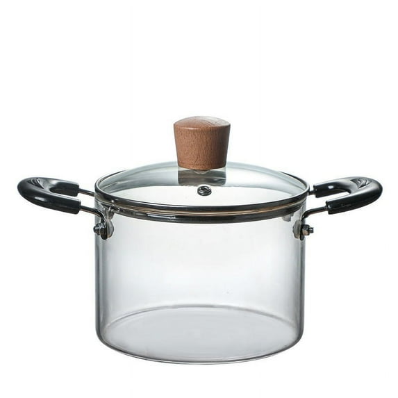 Glass Saucepan with Cover and Lids Heat- Resistant Glass Stovetop Pot Glass Soup Bowl pc pot handle Glass Cooking Pot Glass Cookware for Noodles Pasta Soup Milk