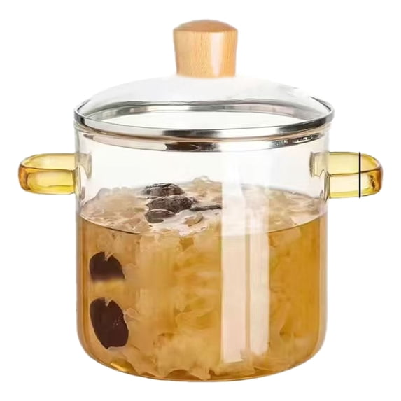 Glass Saucepan with Lid, Heat-Resistant Borosilicate Glass Simmer Pot, Durable Transparent Cooking Pot for Soup, Pasta, Noodles, Baby Food, Clear Glass Cookware Set for Stovetop