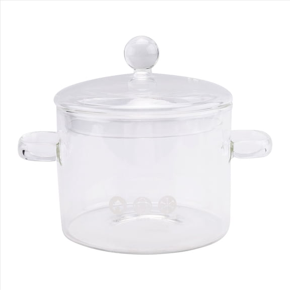 Glass Saucepan with Cover,Stovetop Cooking Pot Lid and Handle Simmer Clear Soup Pot, High Borosilicate 1400ML