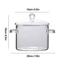 Glass Saucepan with Cover, Stovetop Cooking Pot with Lid and Handle Simmer Pot Clear Soup Pot, High Borosilicate Glass Cookware