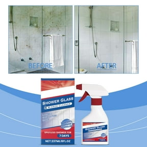 Glass Scale Cleaner for Bathroom Shower Doors Mirrors 237ml - Powerful Soap Scum Remover, 72-Hour Anti-Fog Protection, Safe Formula, Lemon Scent, Universal Glass Cleaner for Home & Commercial Use
