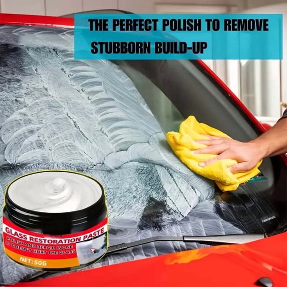 Glass Scratch Remover and Polishing Compound, Windshield Repair Kit, Car Glass Polish Cleaner, Headlight Restoration, Oil Film Remover for Auto RV Truck Windows Mirrors Shower Doors Glass Surfaces