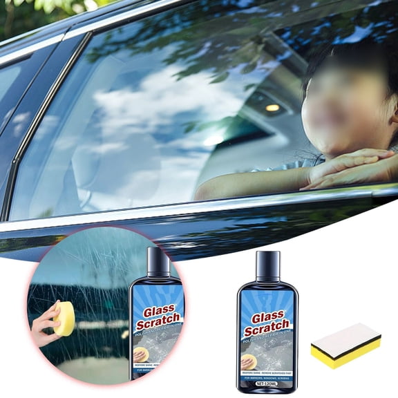 Glass Scratch Repair Paste 4.06oz Ceramic Micro-Abrasive Glass Polish Kit Wax-Free Windshield Scratch Remover for Car Windows, Mirrors, Screens & Glass Surfaces Use
