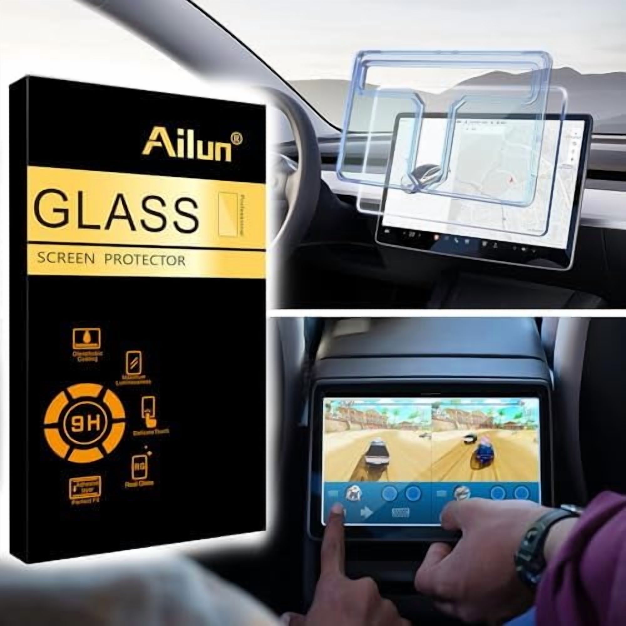 TSLDRV No-Glare Screen Protector For Tesla Model 3 Highland & Model Y Juniper - 2 Pack Tempered Glass
