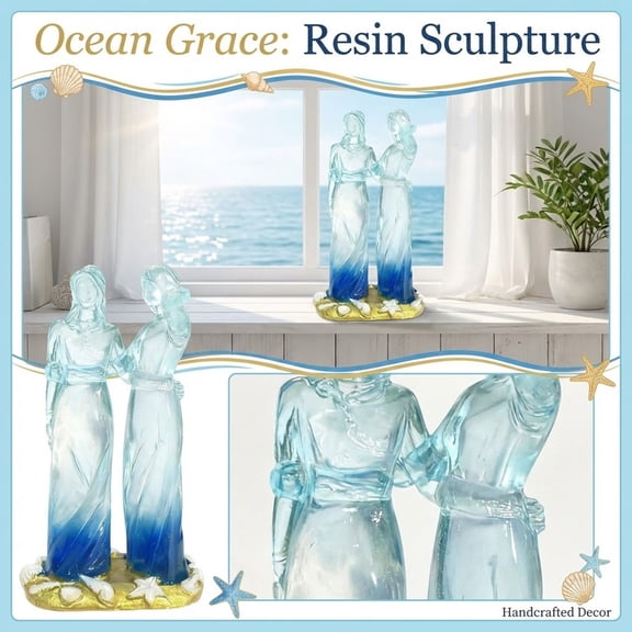 Glass Sculpture Figurine Two Women Art Statue Decorative Gradient Glass Ornament for Home Shelf Table Display